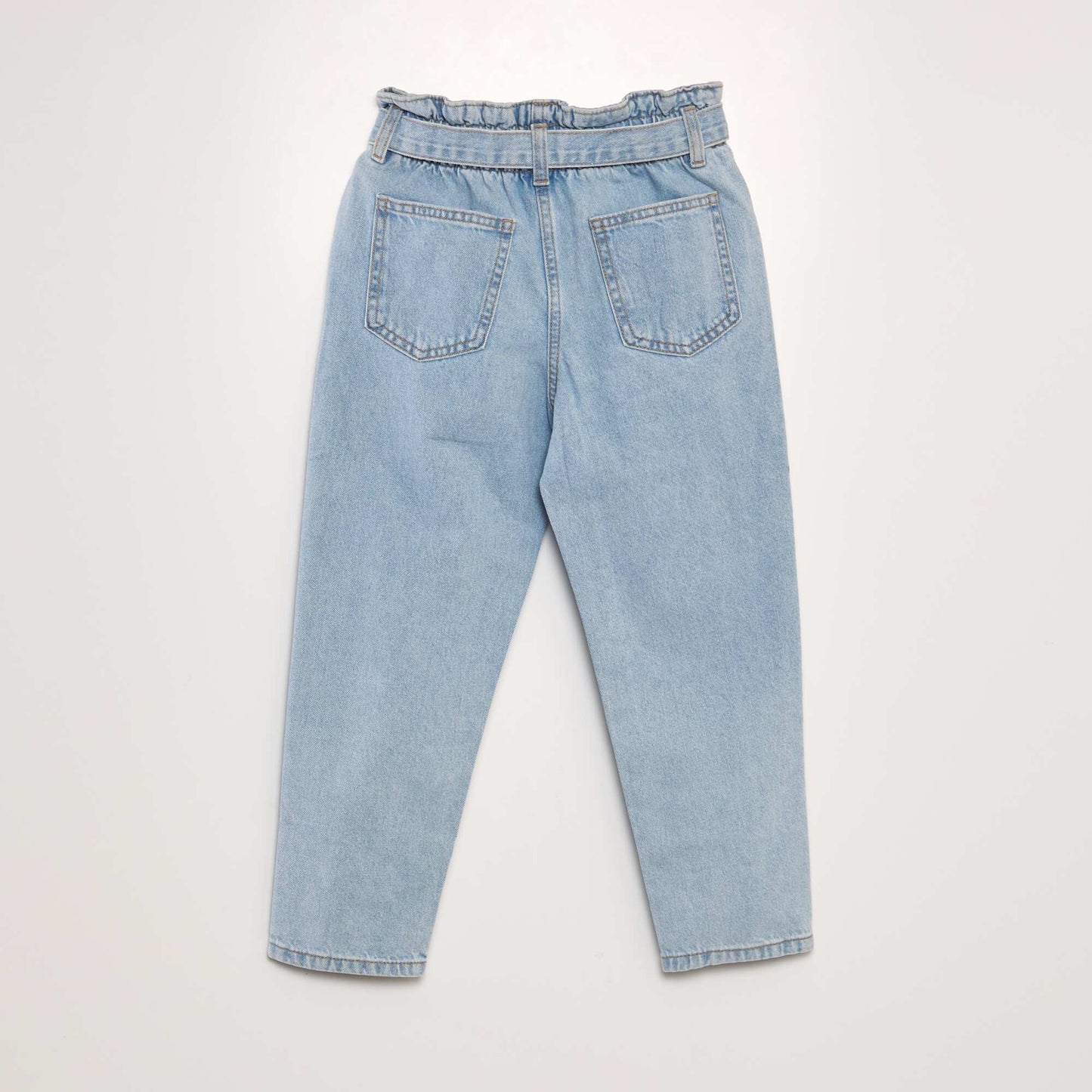 Jean mom taille ceintur e Bleu