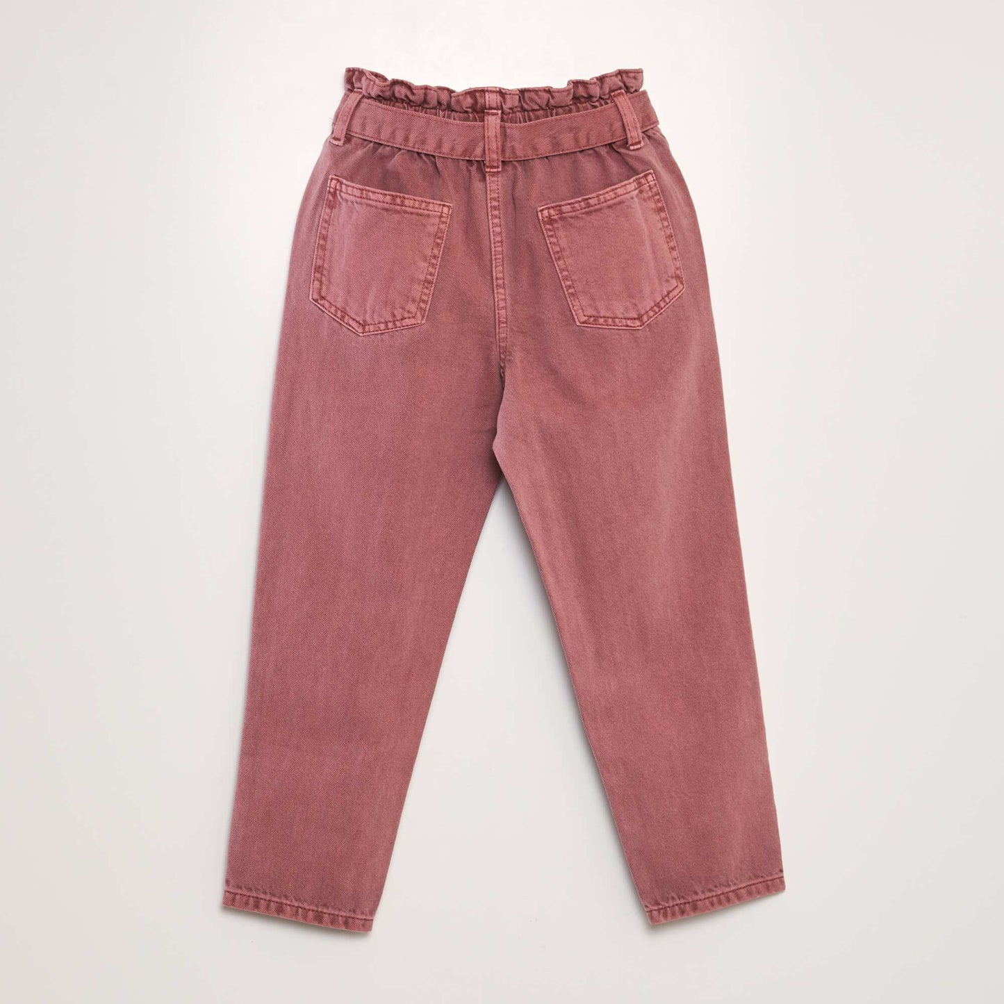 Jean mom taille ceintur e Rouge