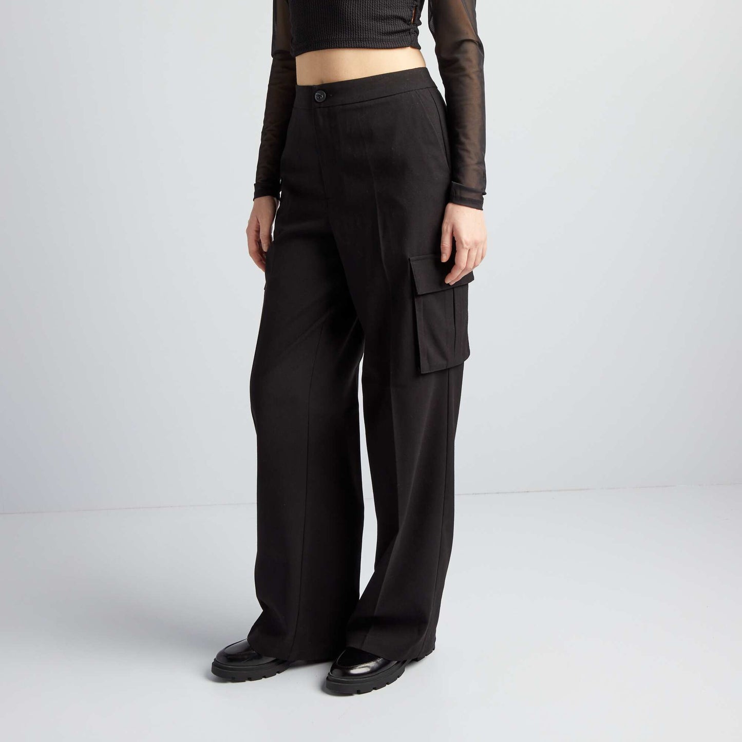 Pantalon fluide multipoches noir