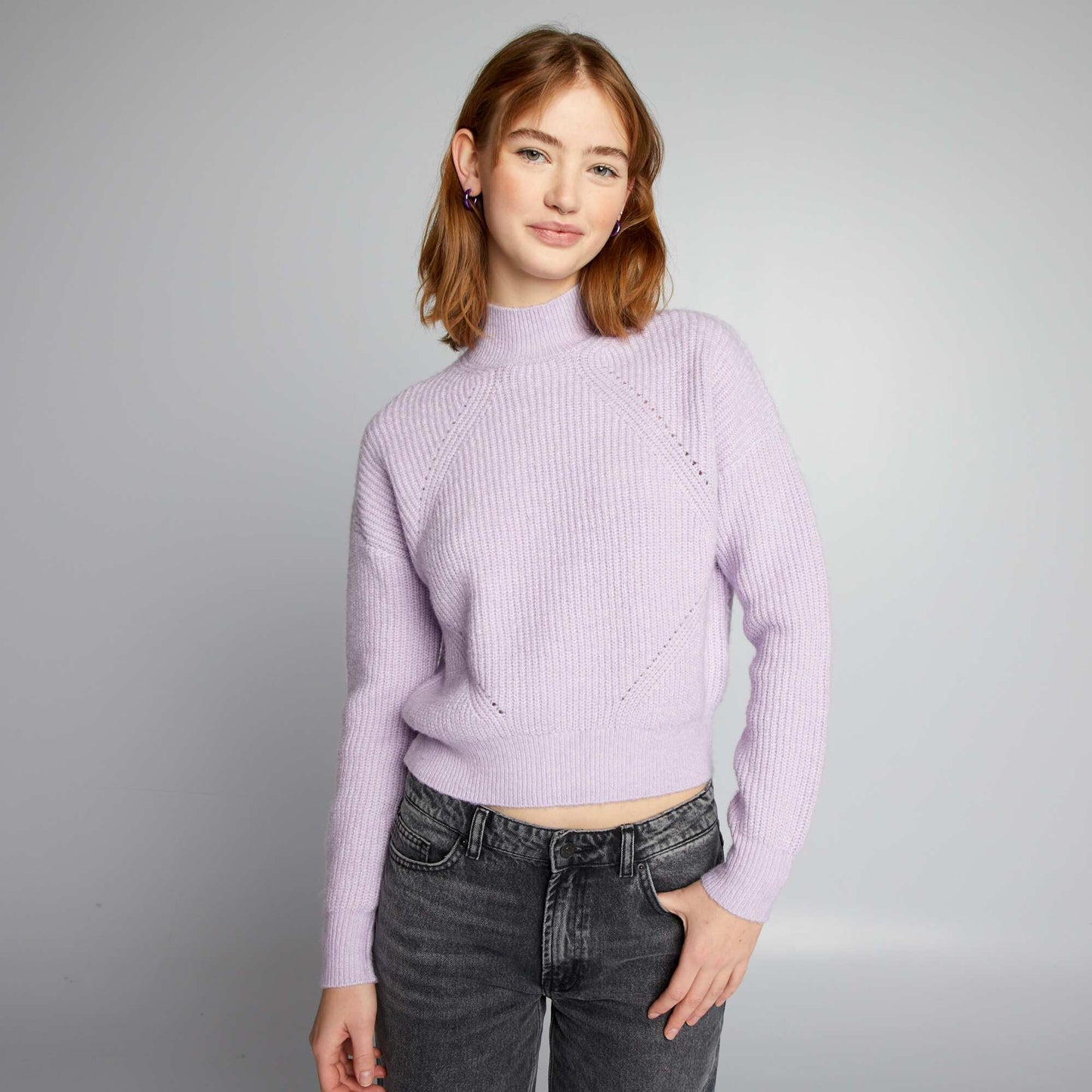 Pull en maille grosse jauge ajour Violet