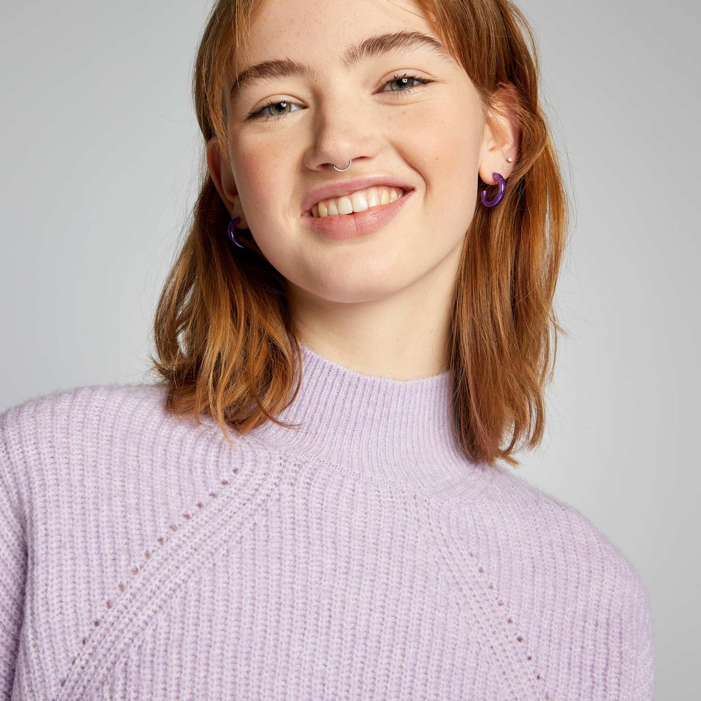 Pull en maille grosse jauge ajour Violet