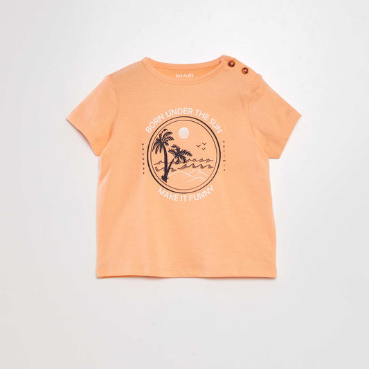 Tee-shirt  paule boutonn e Orange