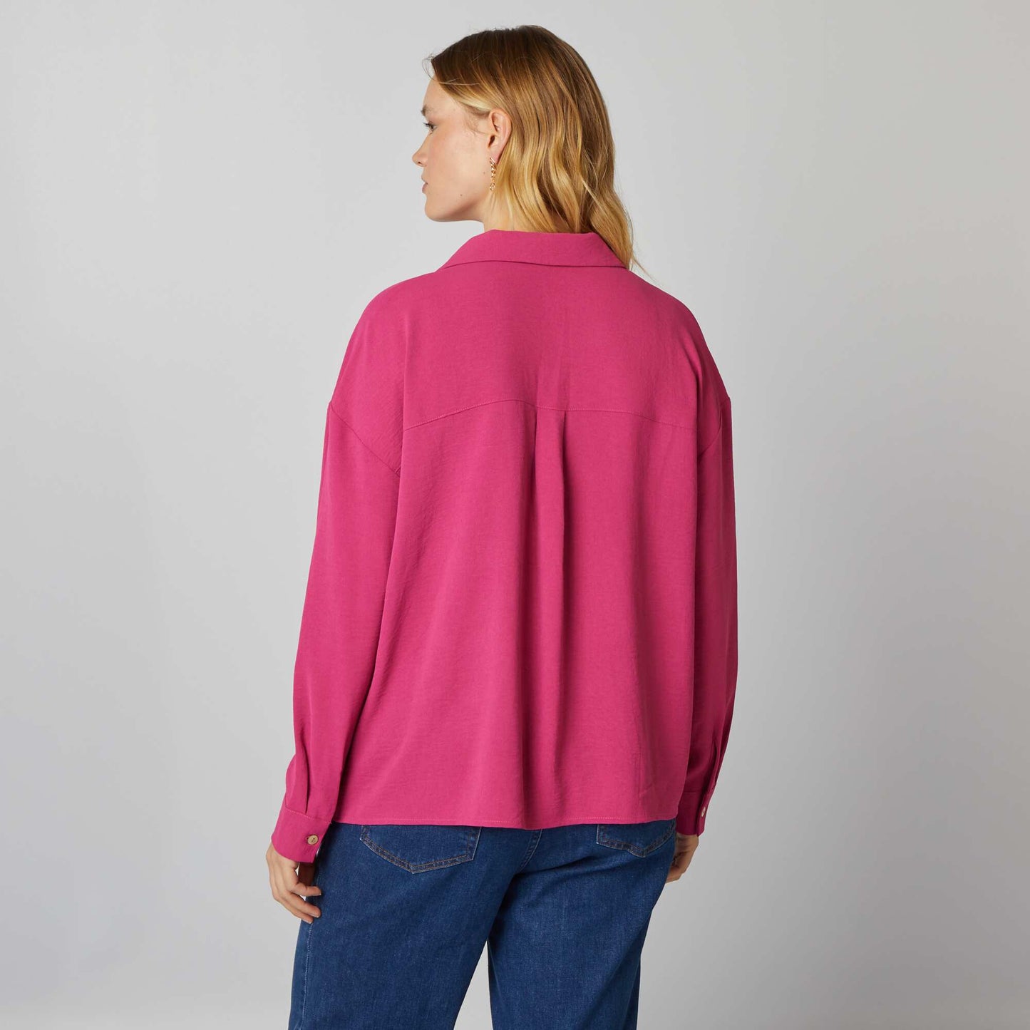 Chemisier fluide   col tailleur Rose