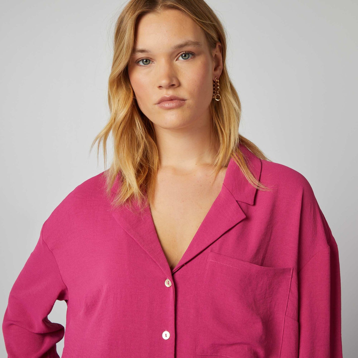 Chemisier fluide   col tailleur Rose