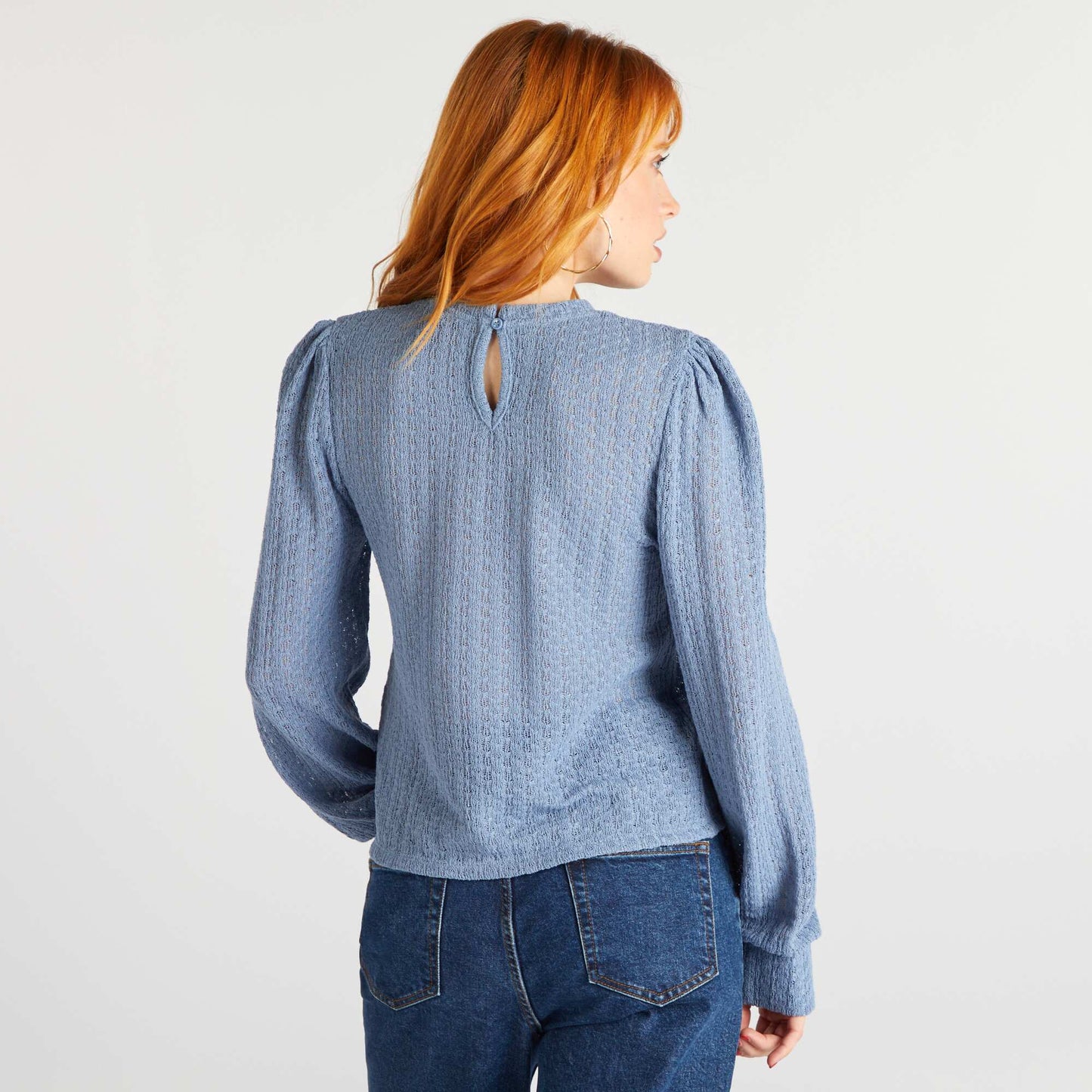 Blouse fluide manches longues bleu