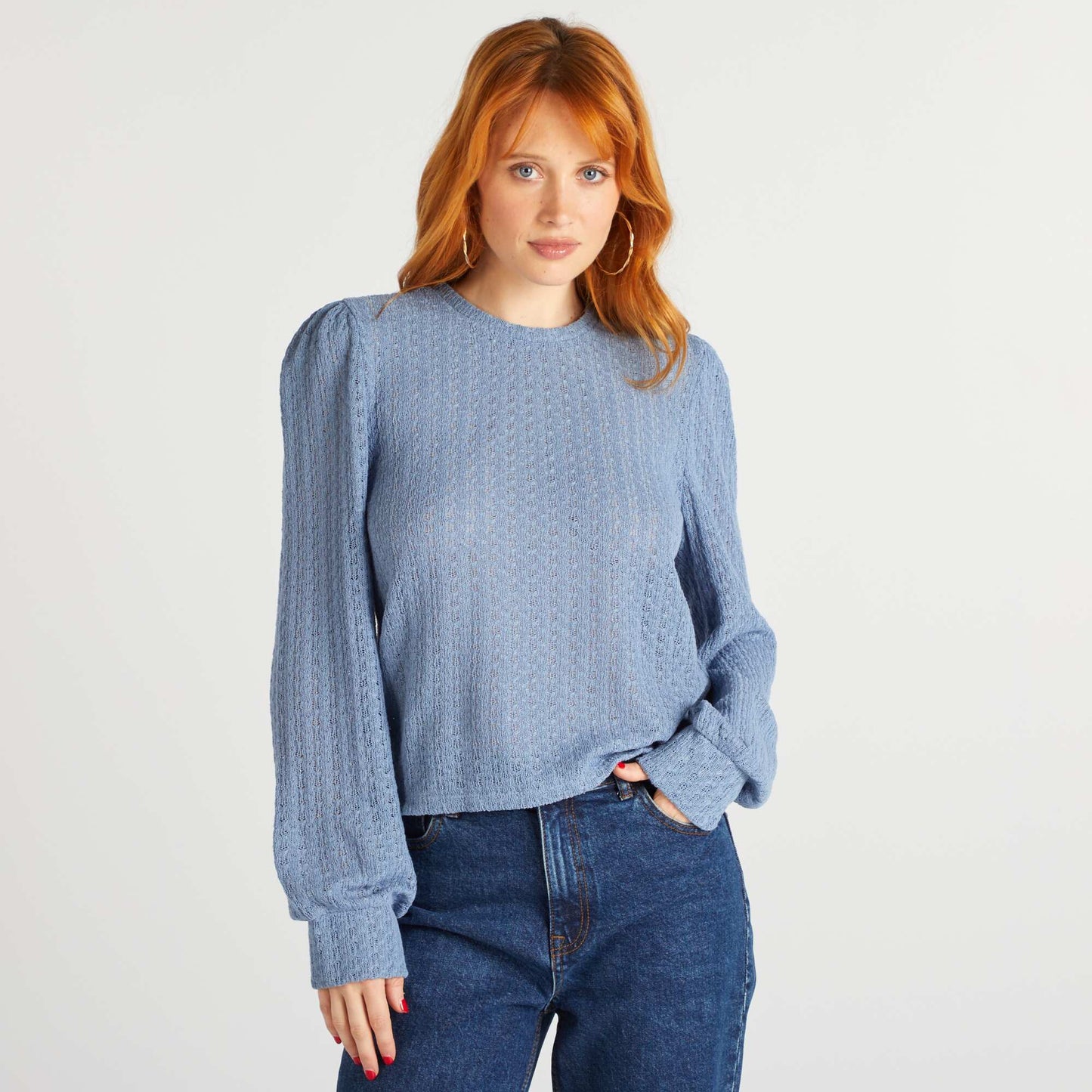 Blouse fluide manches longues bleu