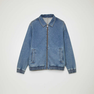 Veste zipp e en jean Bleu