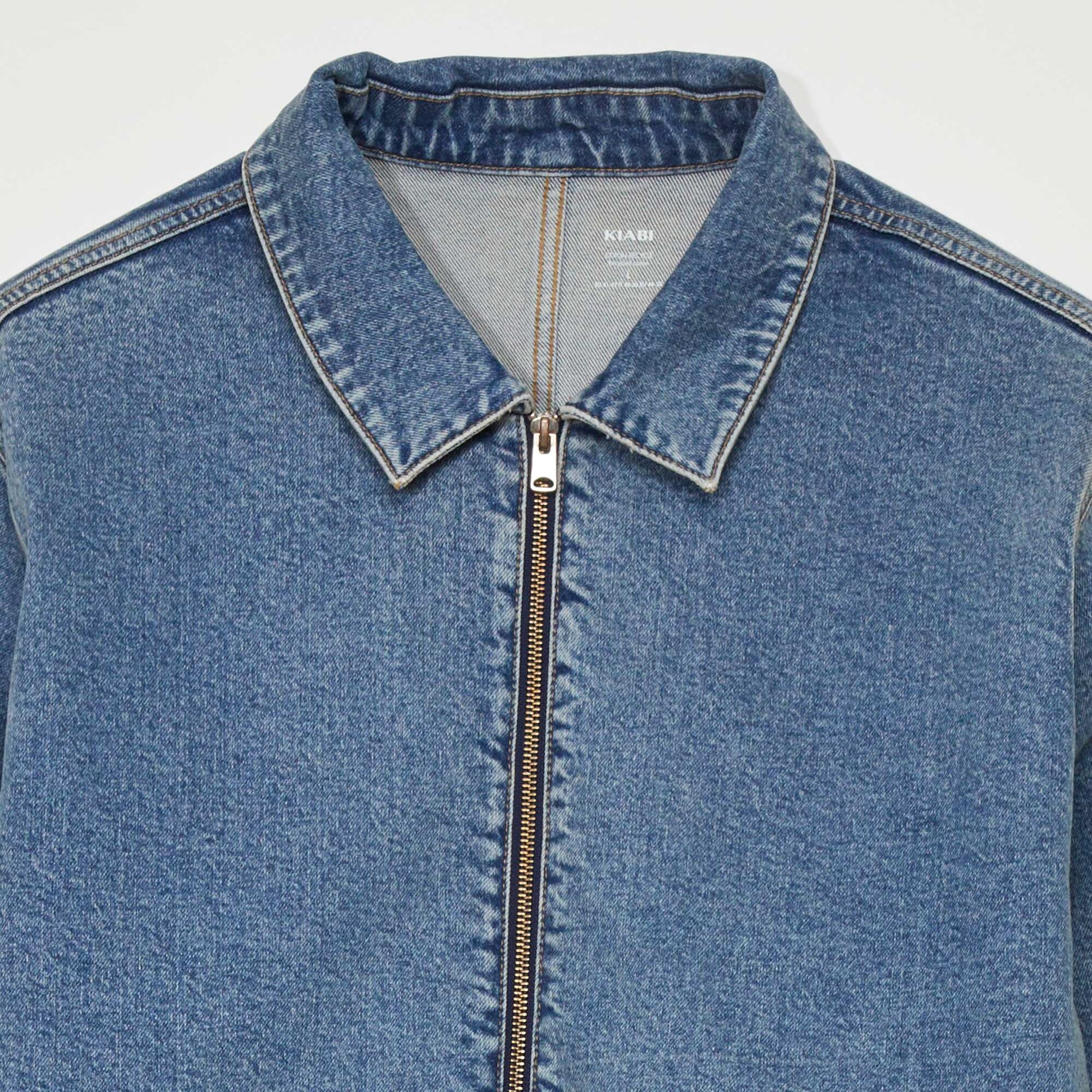 Veste zipp e en jean Bleu