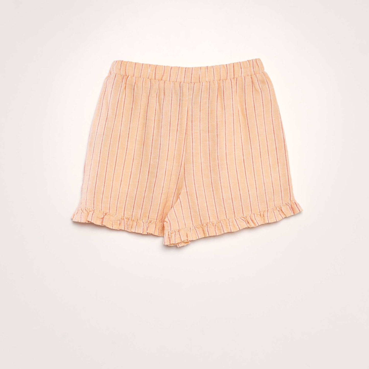 Short en lin bords volant s Corail