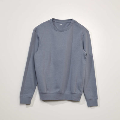 Pull molletonn col rond Bleu