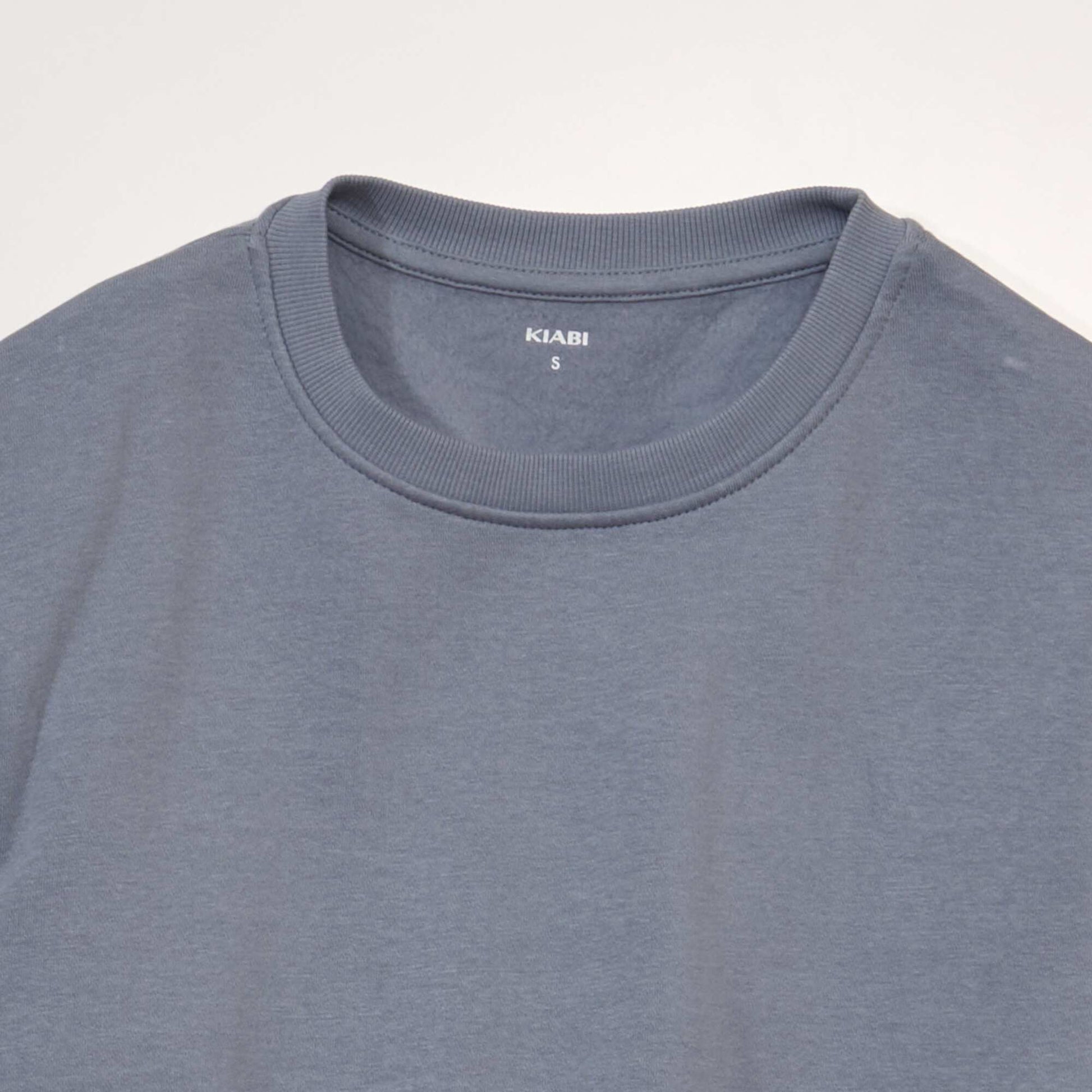 Pull molletonn col rond Bleu