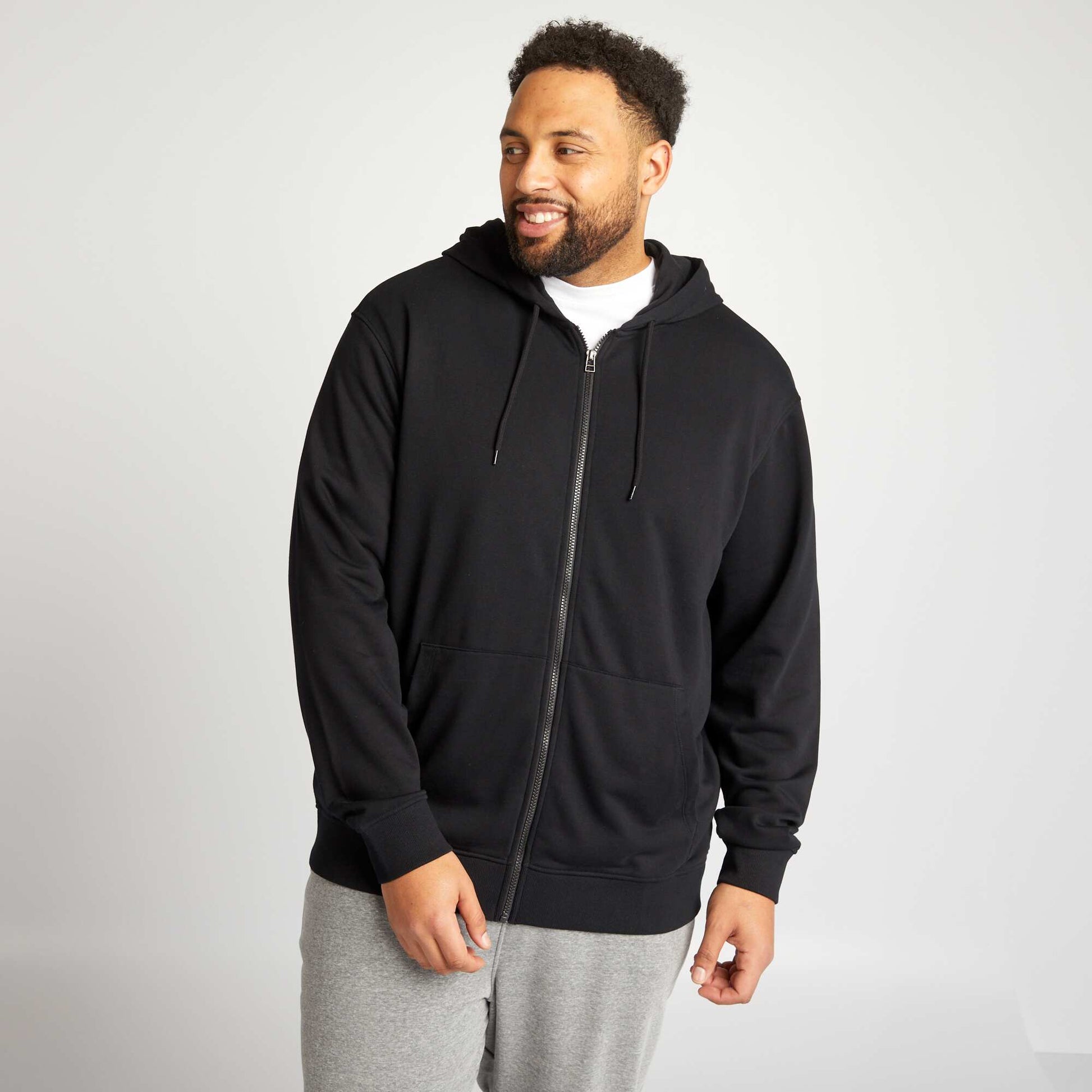 Sweat zipp en molleton avec capuche noir