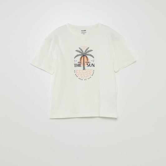 T-shirt en jersey imprim 'palmiers' Blanc