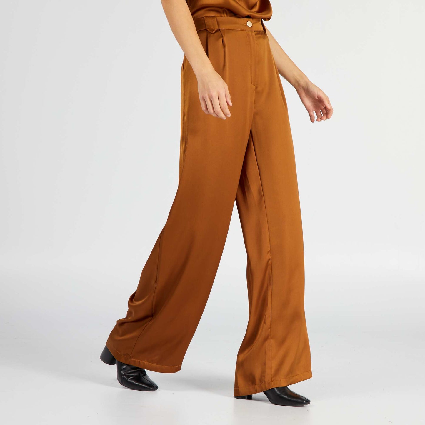 Pantalon fluide satin Marron