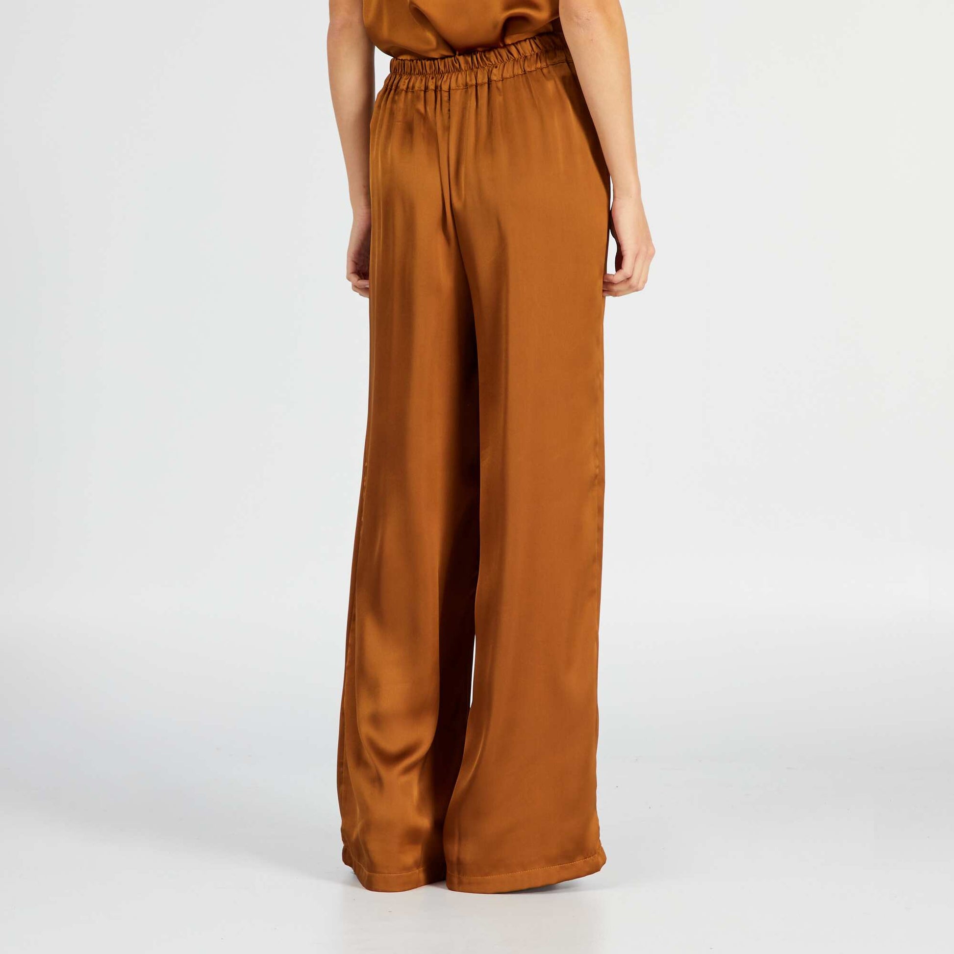 Pantalon fluide satin Marron