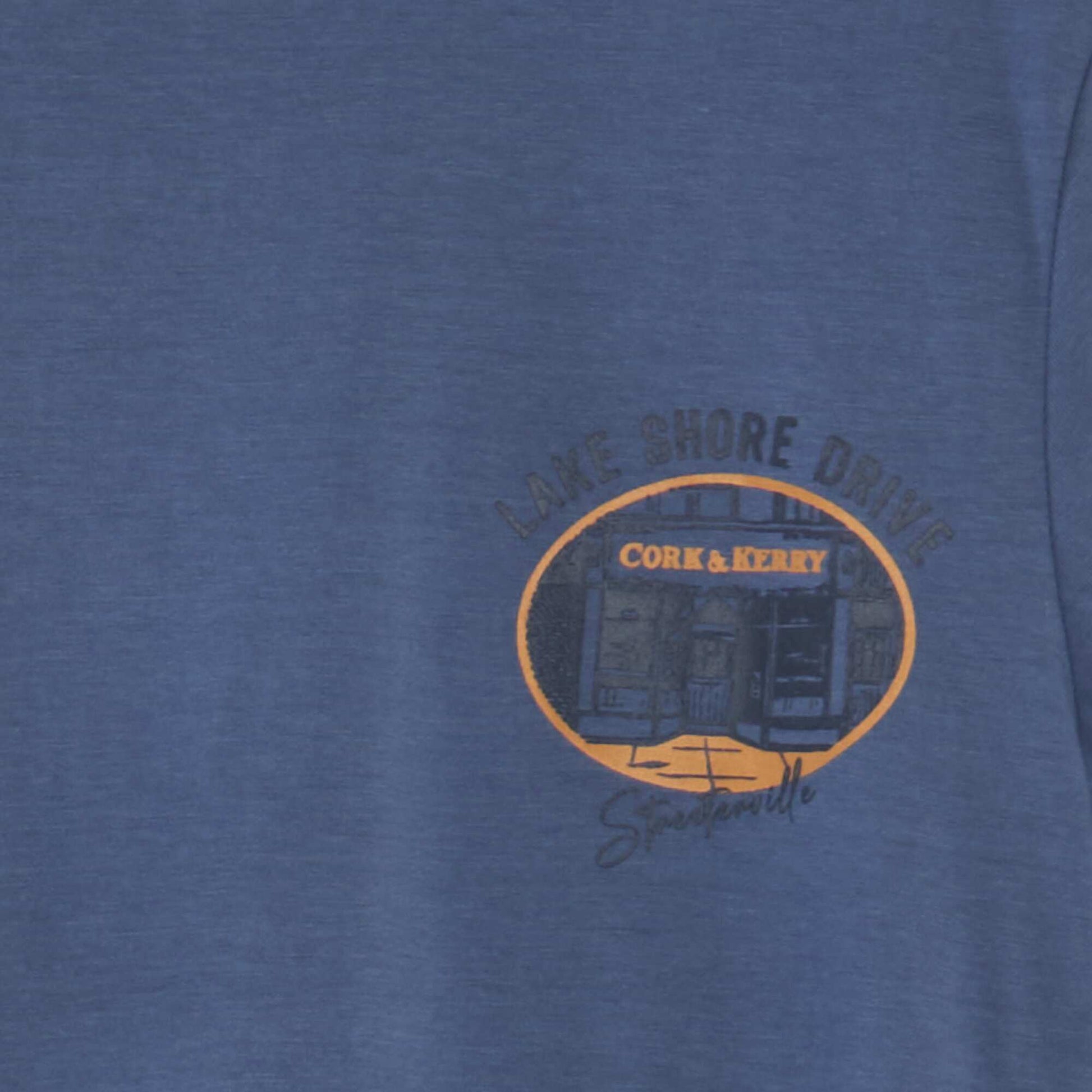 T-shirt imprim col rond Bleu