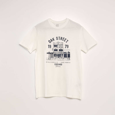 T-shirt imprim col rond Blanc 'oak street'