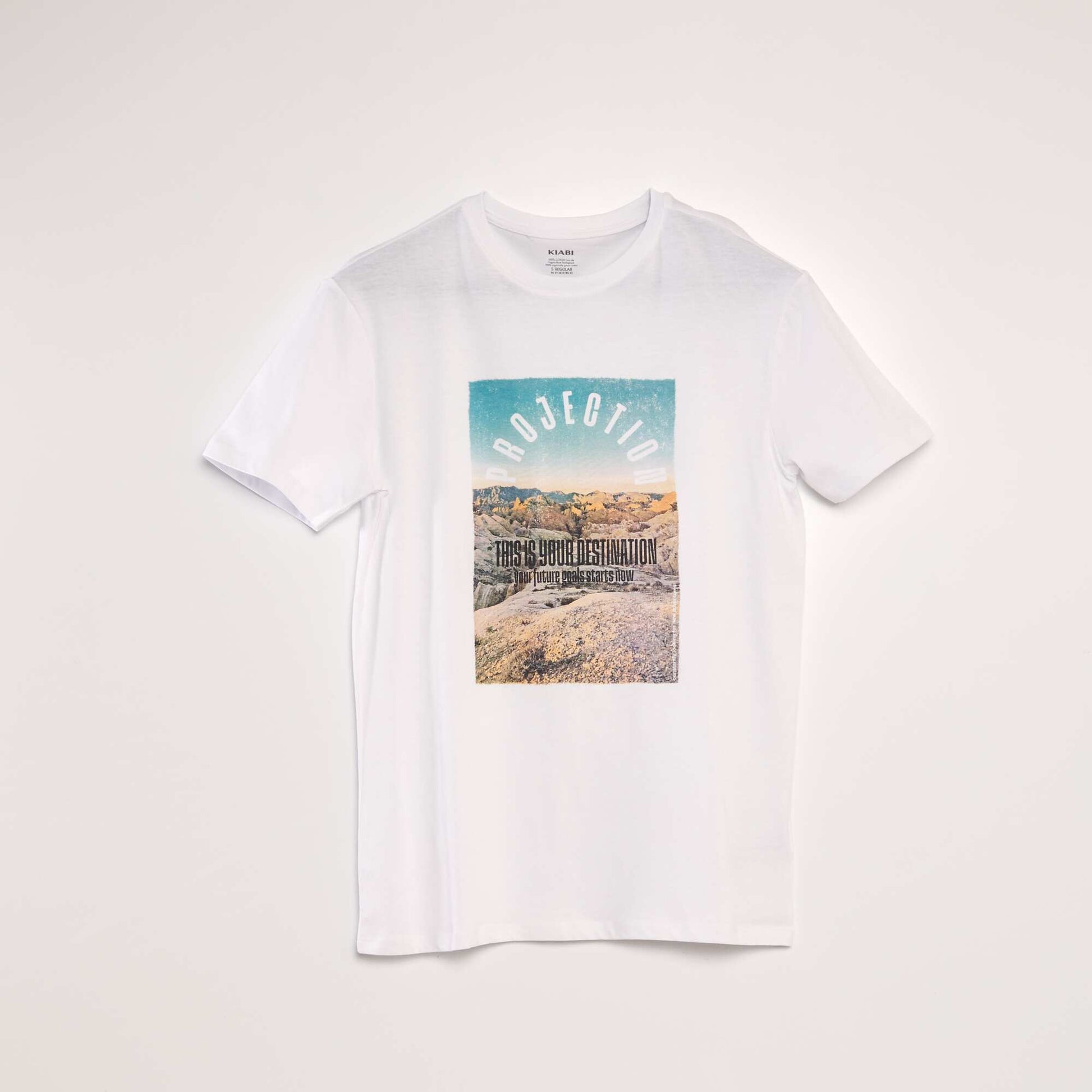 T-shirt imprim col rond Blanc 'destination'