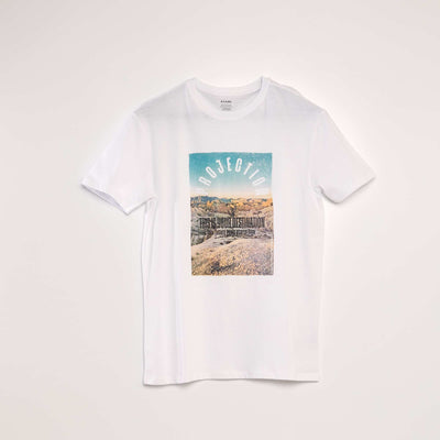 T-shirt imprim col rond Blanc 'destination'