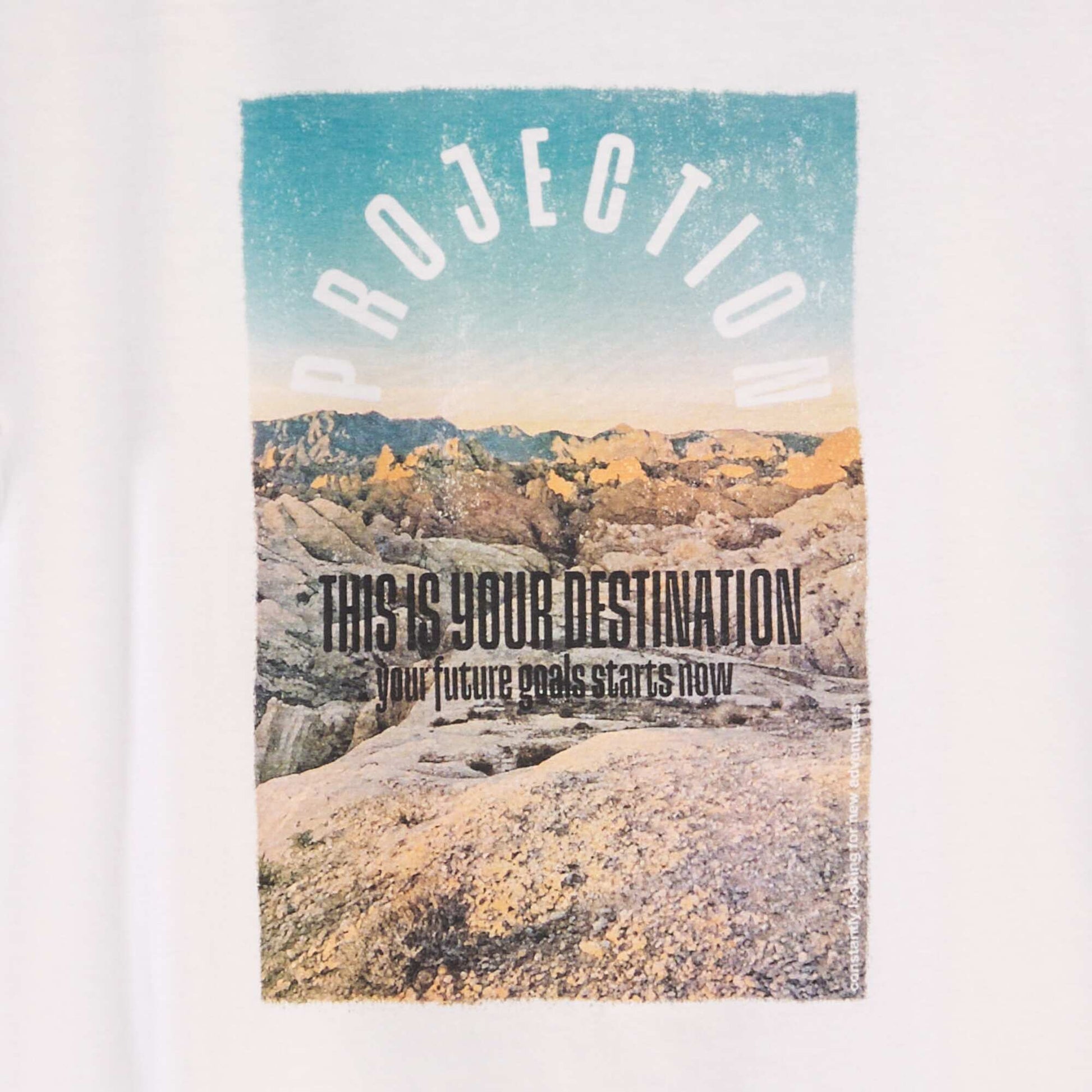 T-shirt imprim col rond Blanc 'destination'