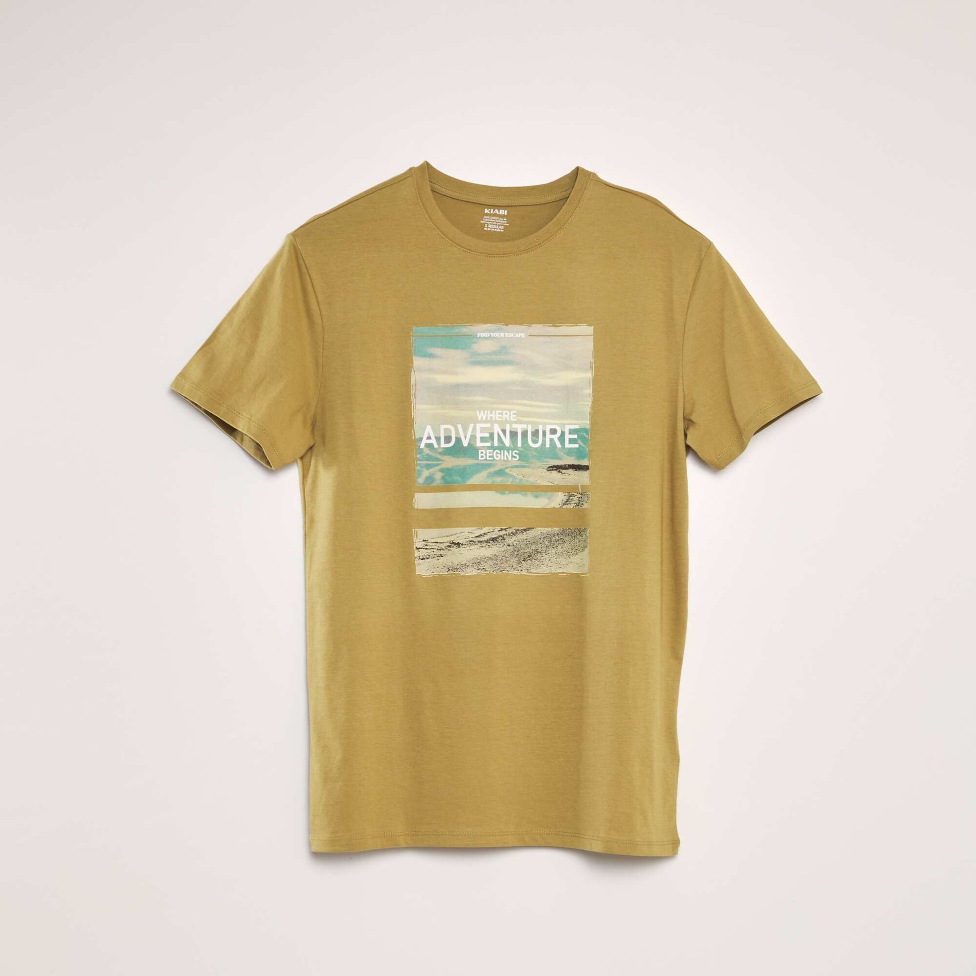 T-shirt imprim col rond VERT
