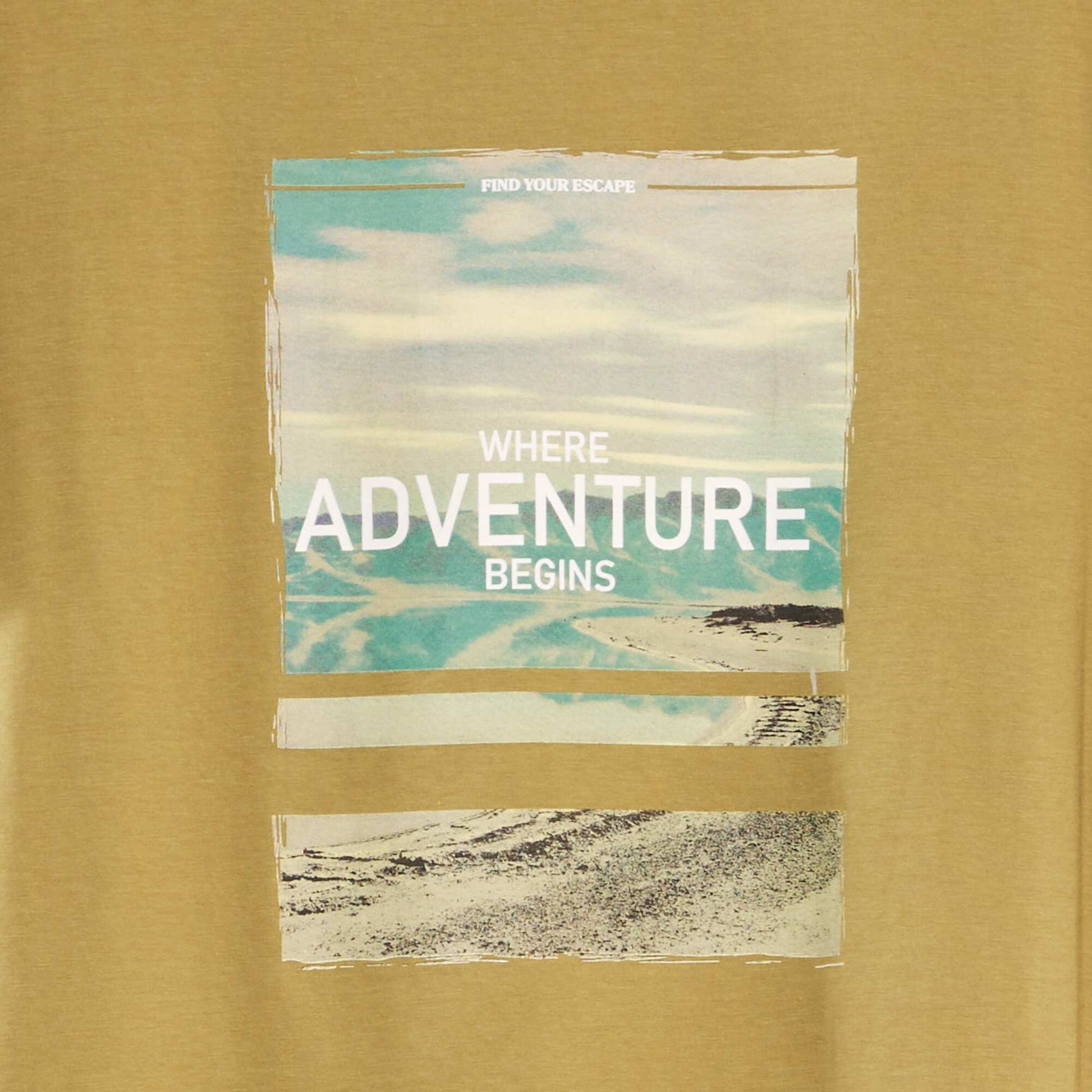 T-shirt imprim col rond VERT