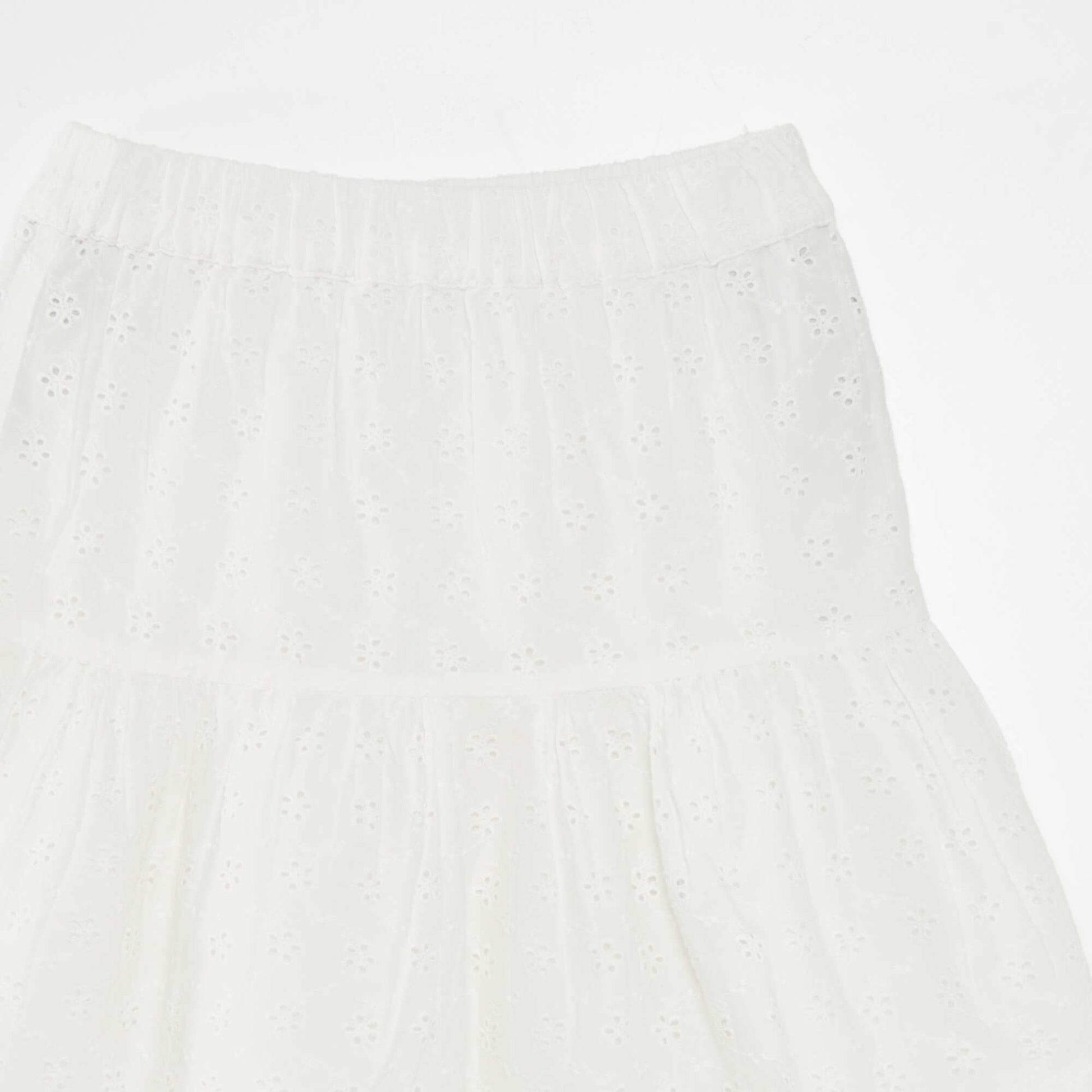 Jupe vas e en broderie anglaise Blanc