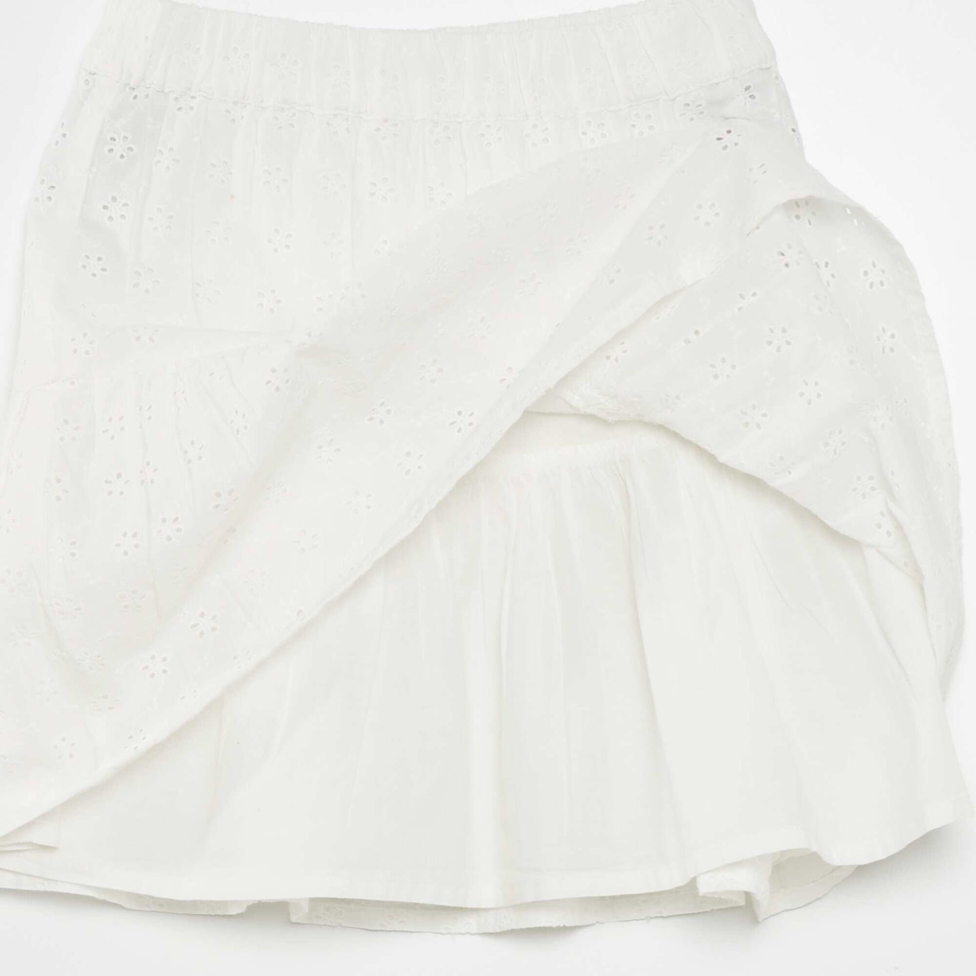 Jupe vas e en broderie anglaise Blanc