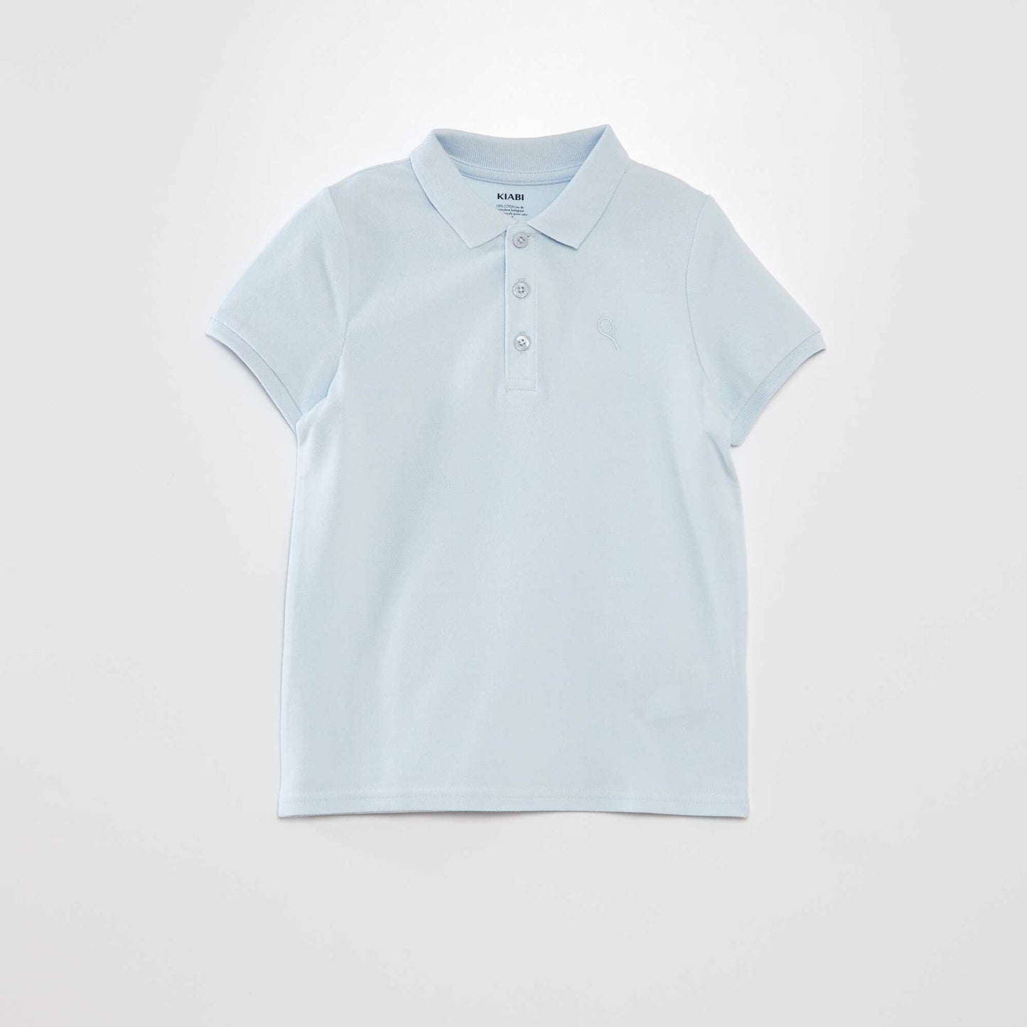 Polo en piqu de coton Bleu