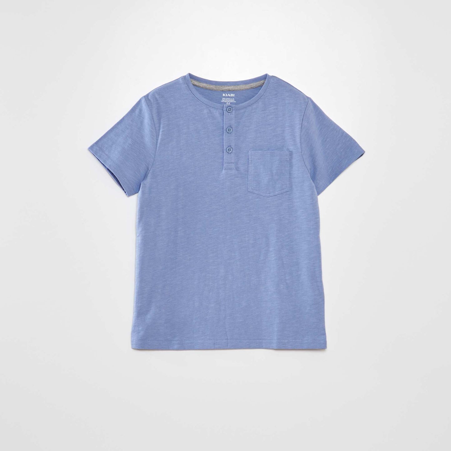 T-shirt en jersey col boutonn Bleu