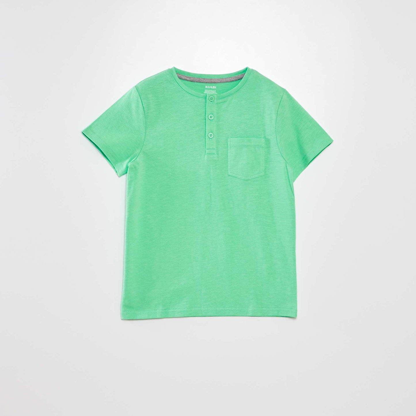 T-shirt en jersey col boutonn Vert