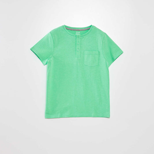 T-shirt en jersey col boutonn Vert