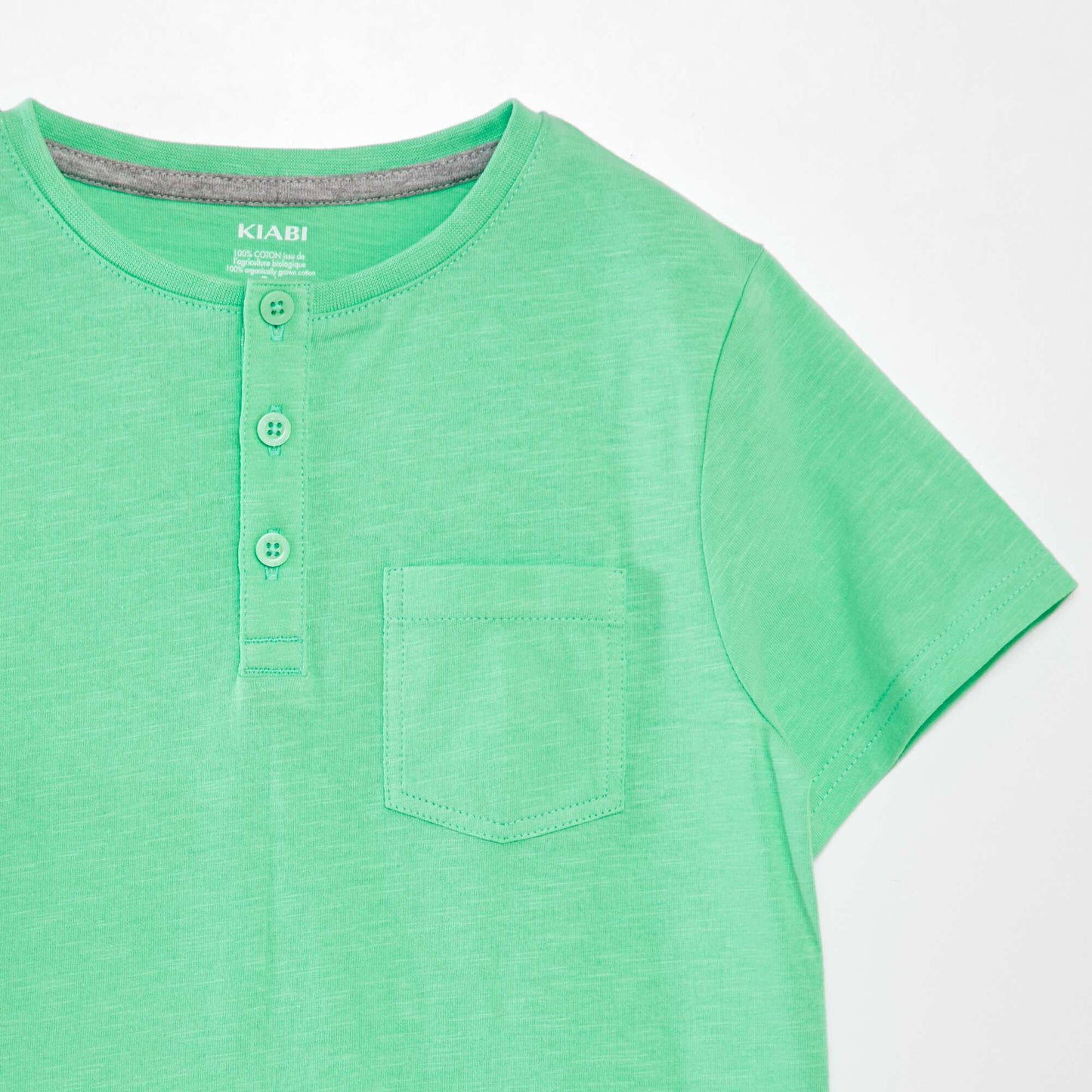 T-shirt en jersey col boutonn Vert