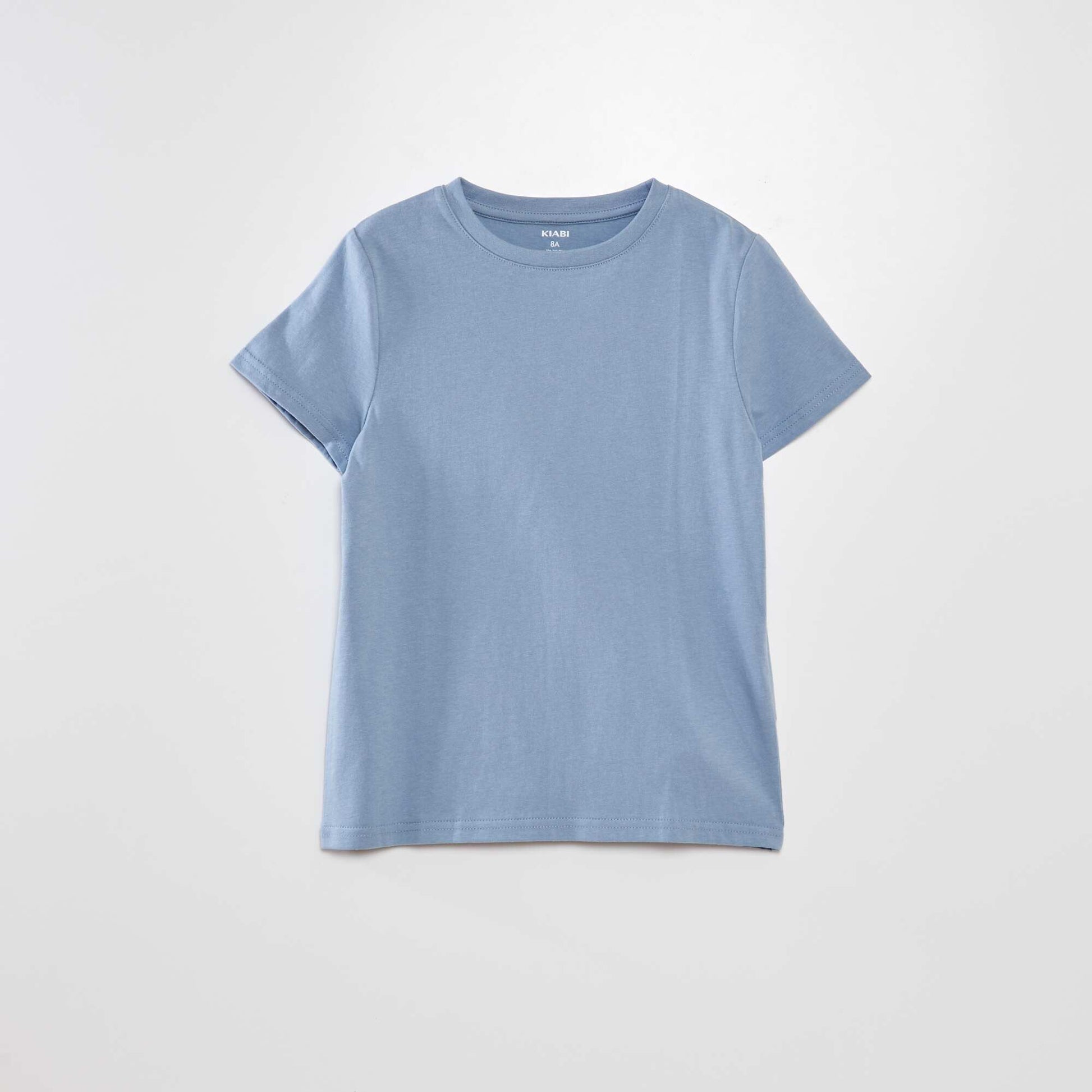 T-shirt uni col rond Bleu gris