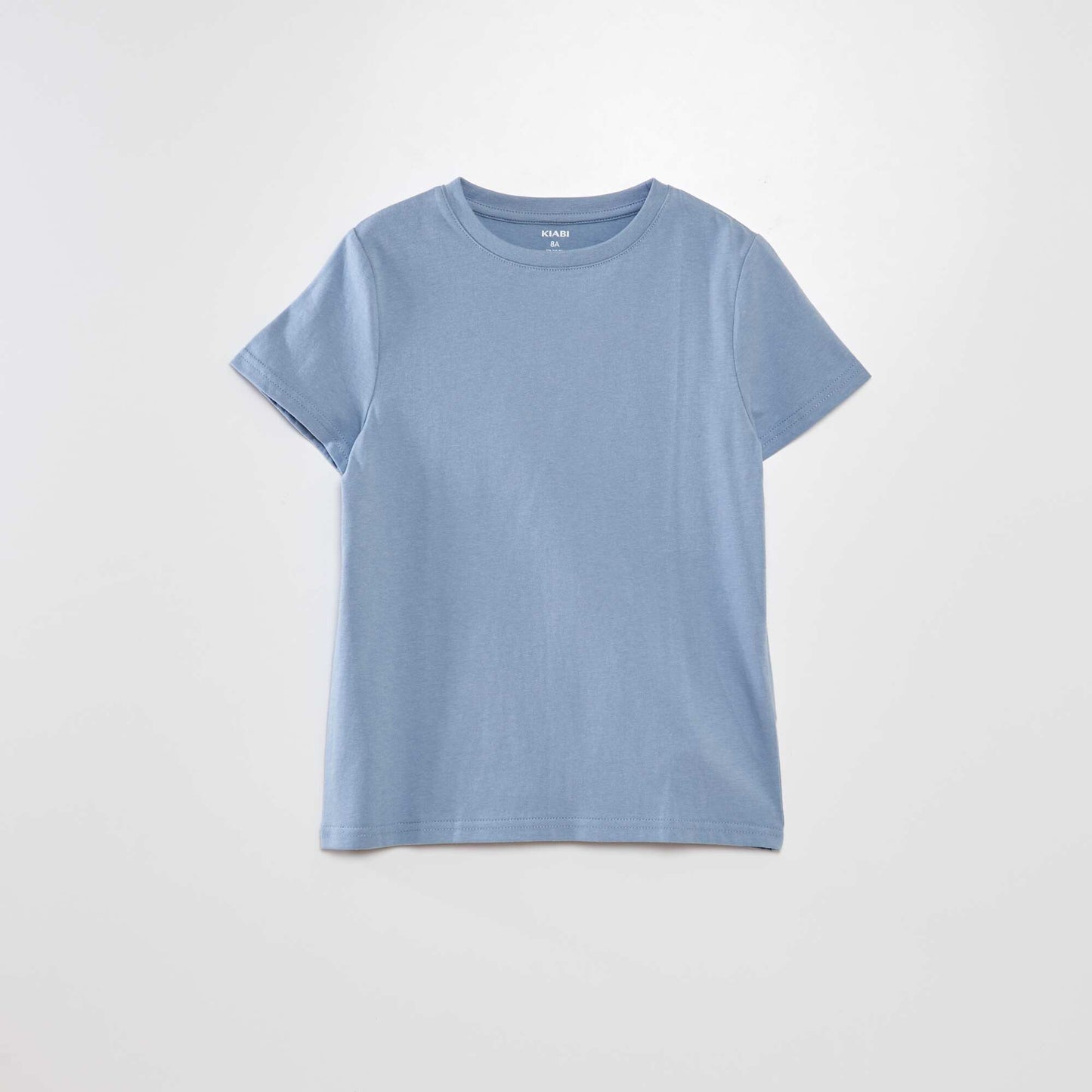 T-shirt uni   col rond Bleu gris