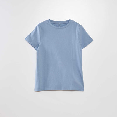T-shirt uni col rond Bleu gris