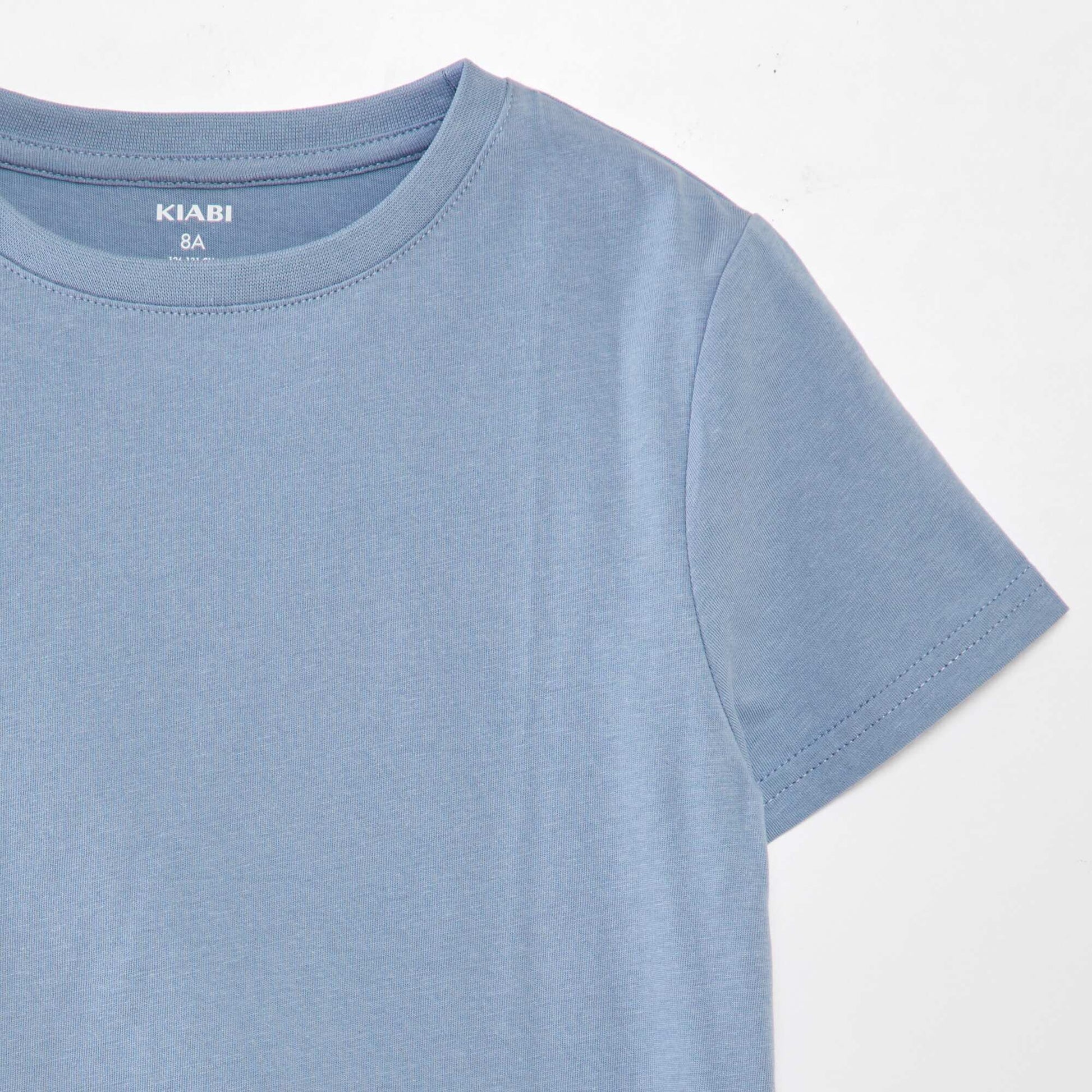 T-shirt uni col rond Bleu gris