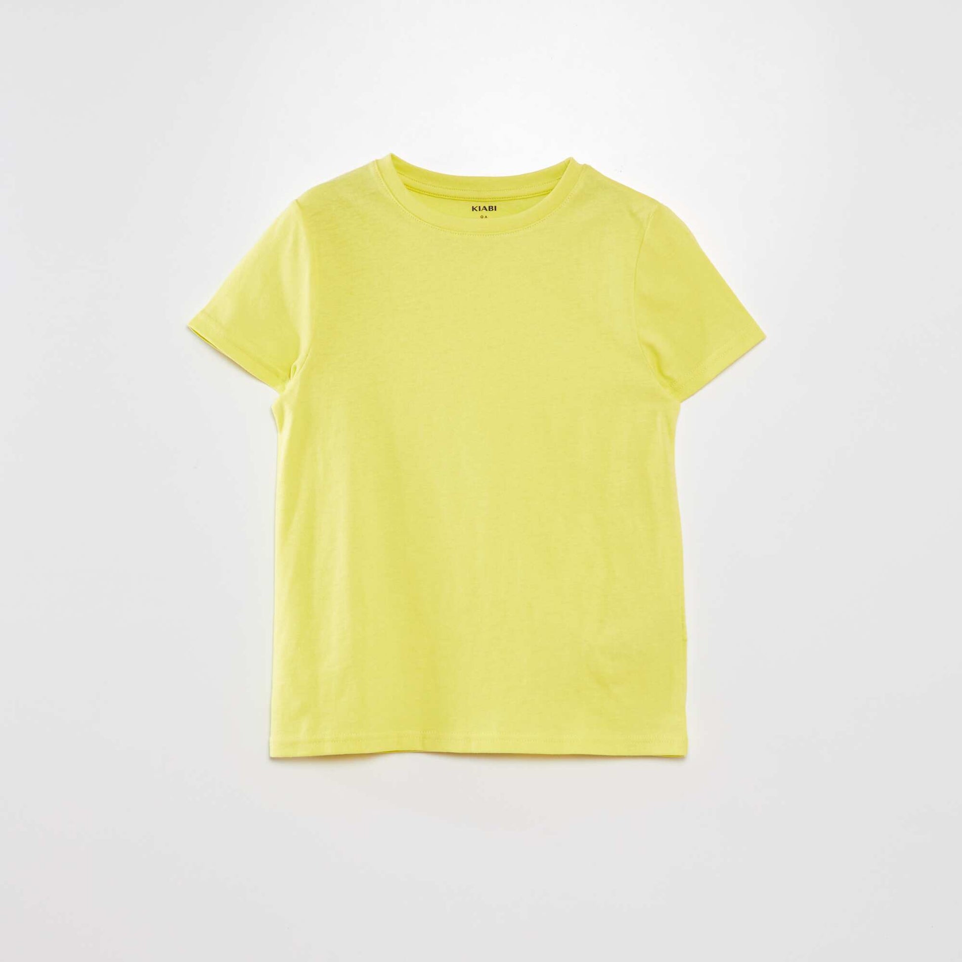 T-shirt uni col rond Jaune