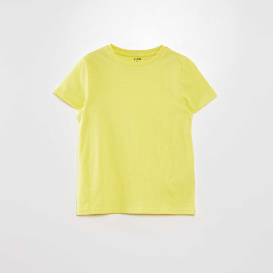 T-shirt uni   col rond Jaune