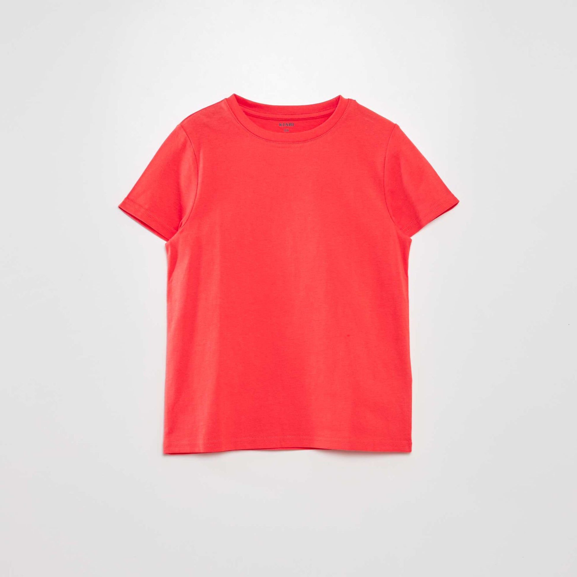 T-shirt uni col rond Rouge