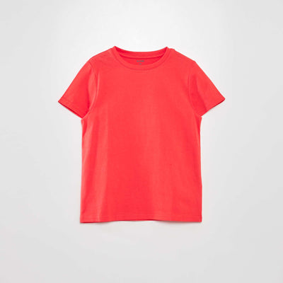 T-shirt uni col rond Rouge