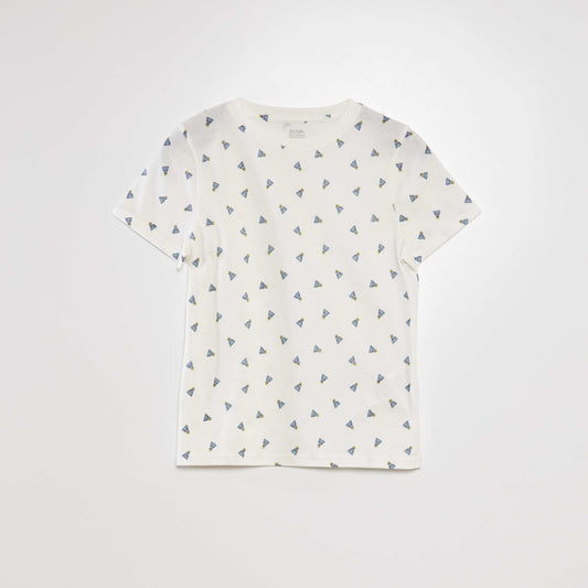 T-shirt imprim Blanc/bleu