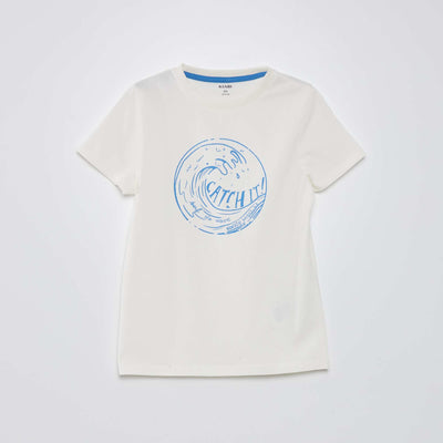 T-shirt col rond en coton Blanc