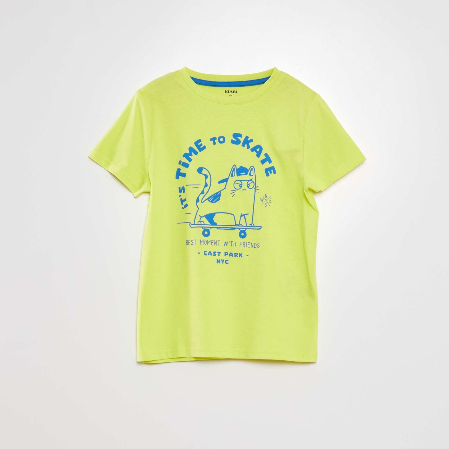 T-shirt col rond en coton Jaune