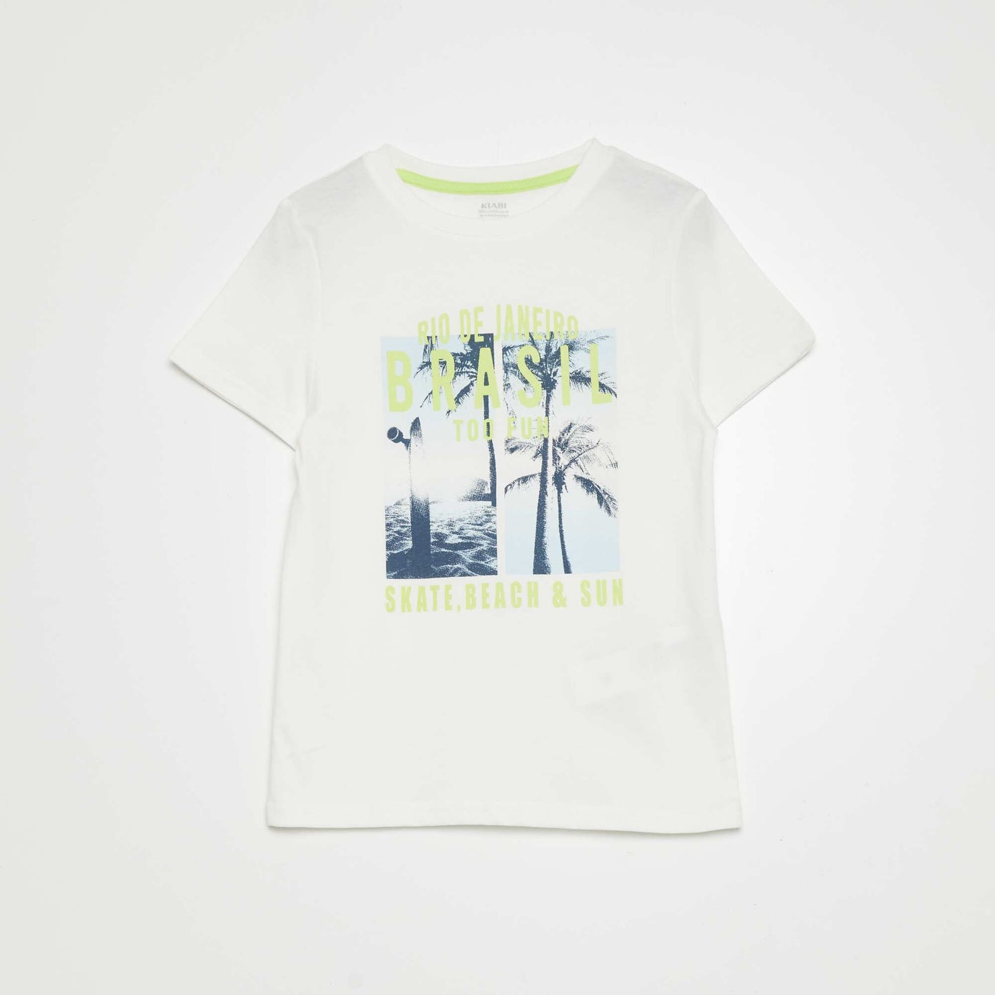 T-shirt col rond et manches courtes BLANC