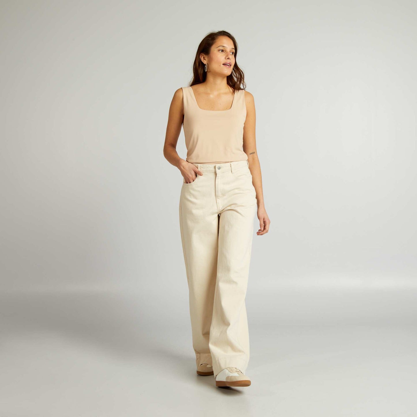 Jean wide leg Beige