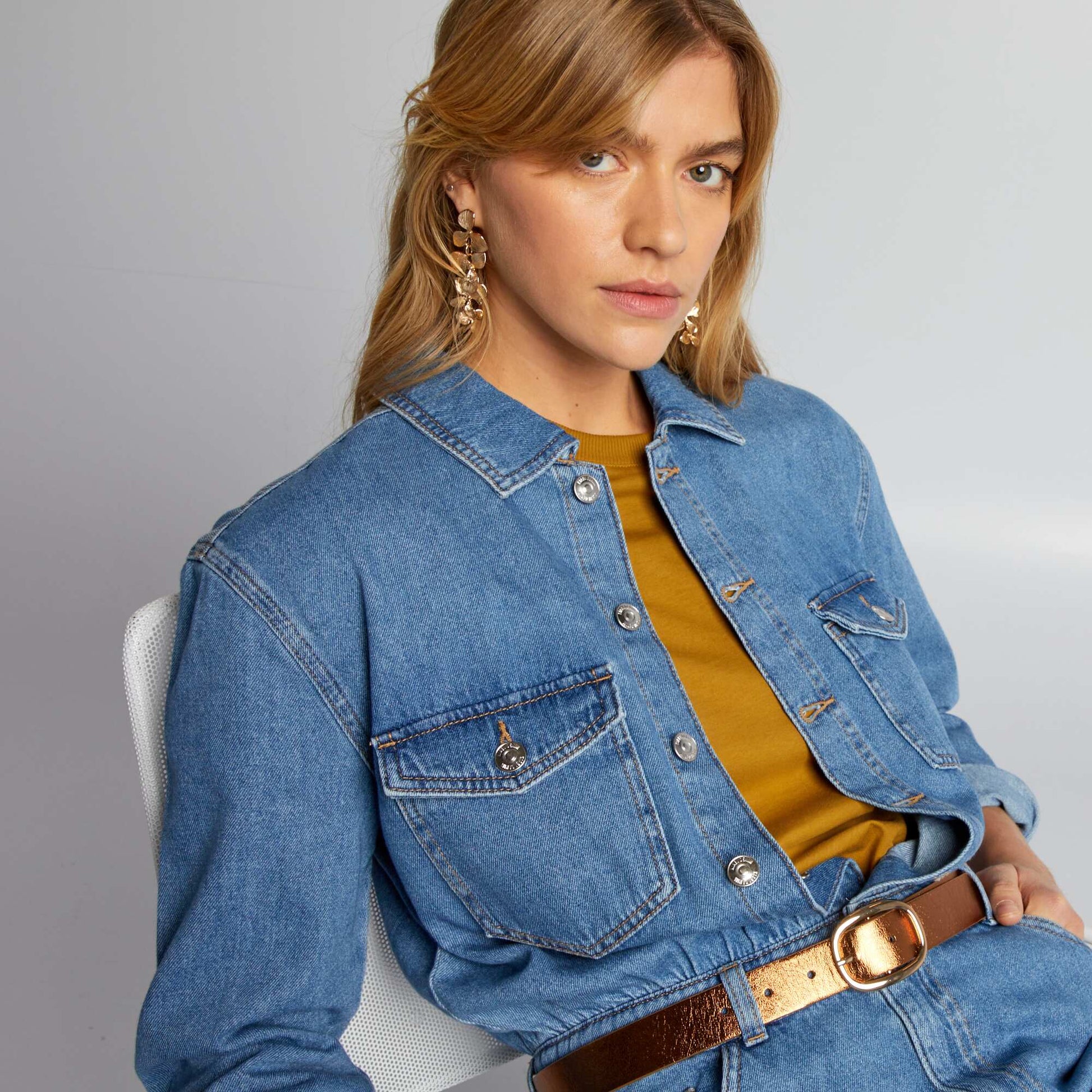 Combinaison large en jean Bleu