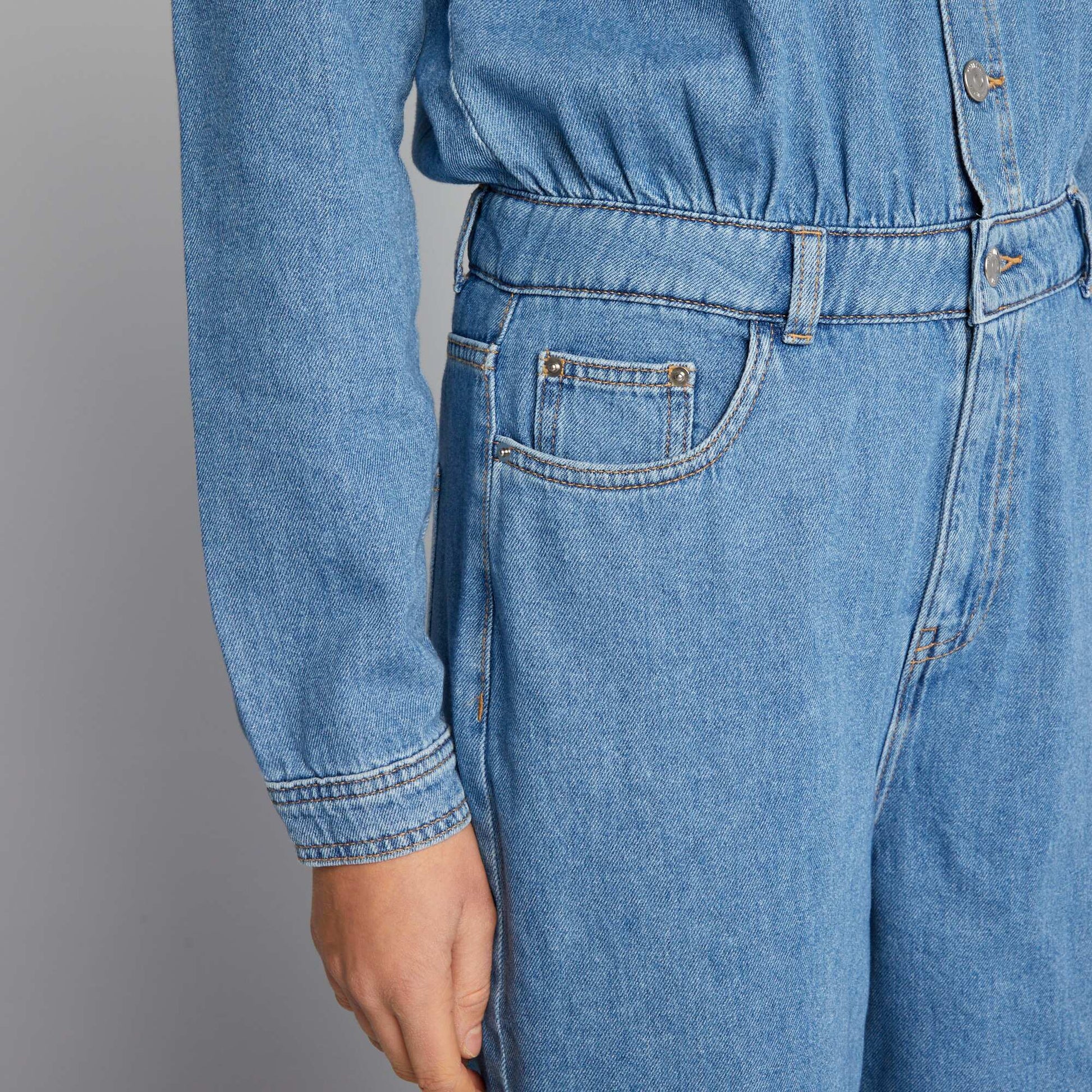Combinaison large en jean Bleu