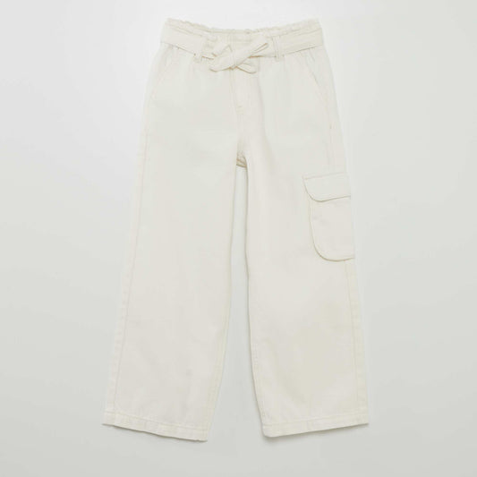 Denim wideleg poches rabat BLANC