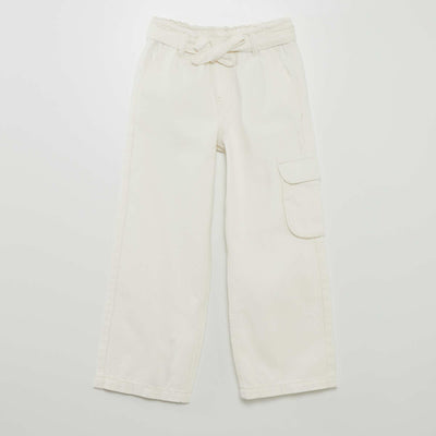 Denim wideleg poches rabat BLANC